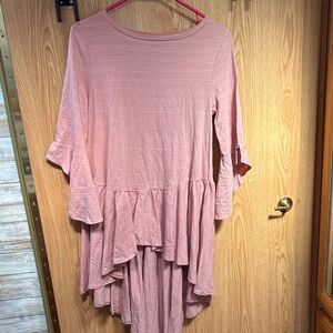 Pink Kids ruffle sleeve and waist Blouse